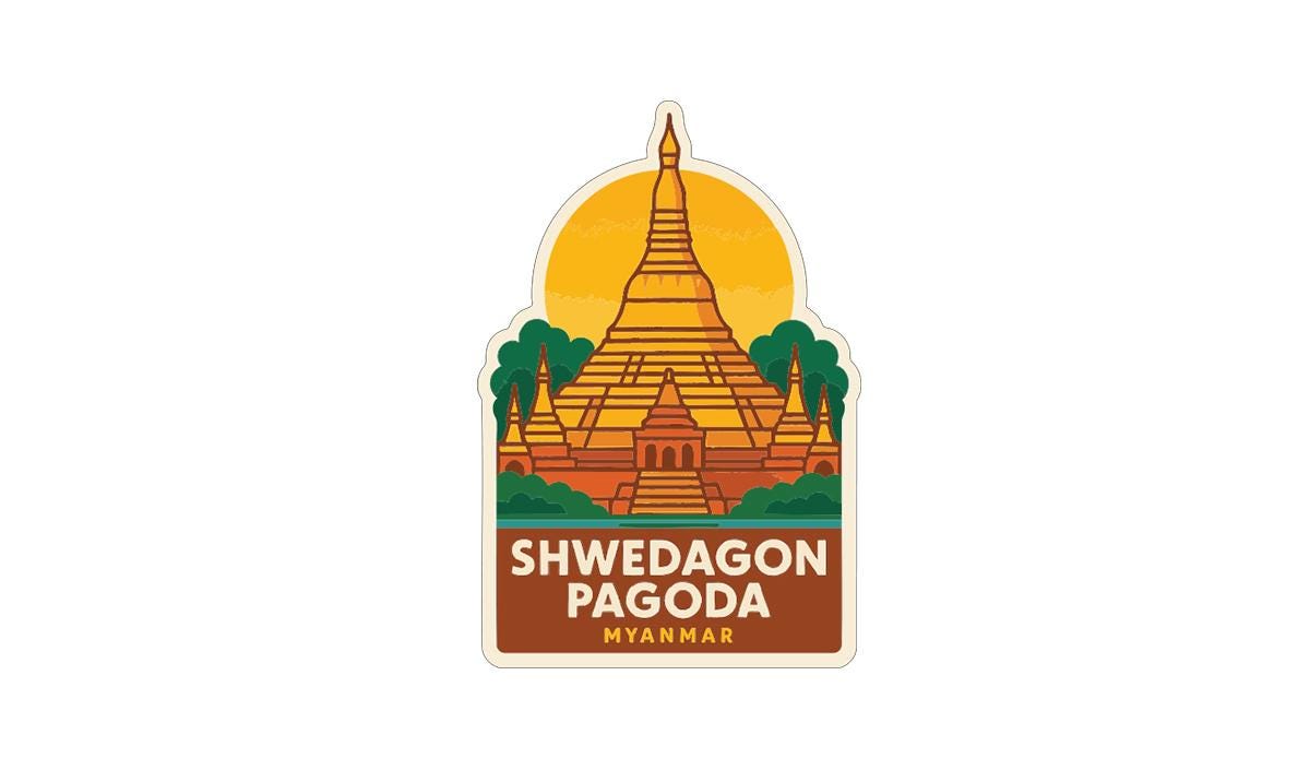 Shwedagon Pagoda Myanmar Iron On Heat Transfer Vinyl HTV Die-Cut Symbolic