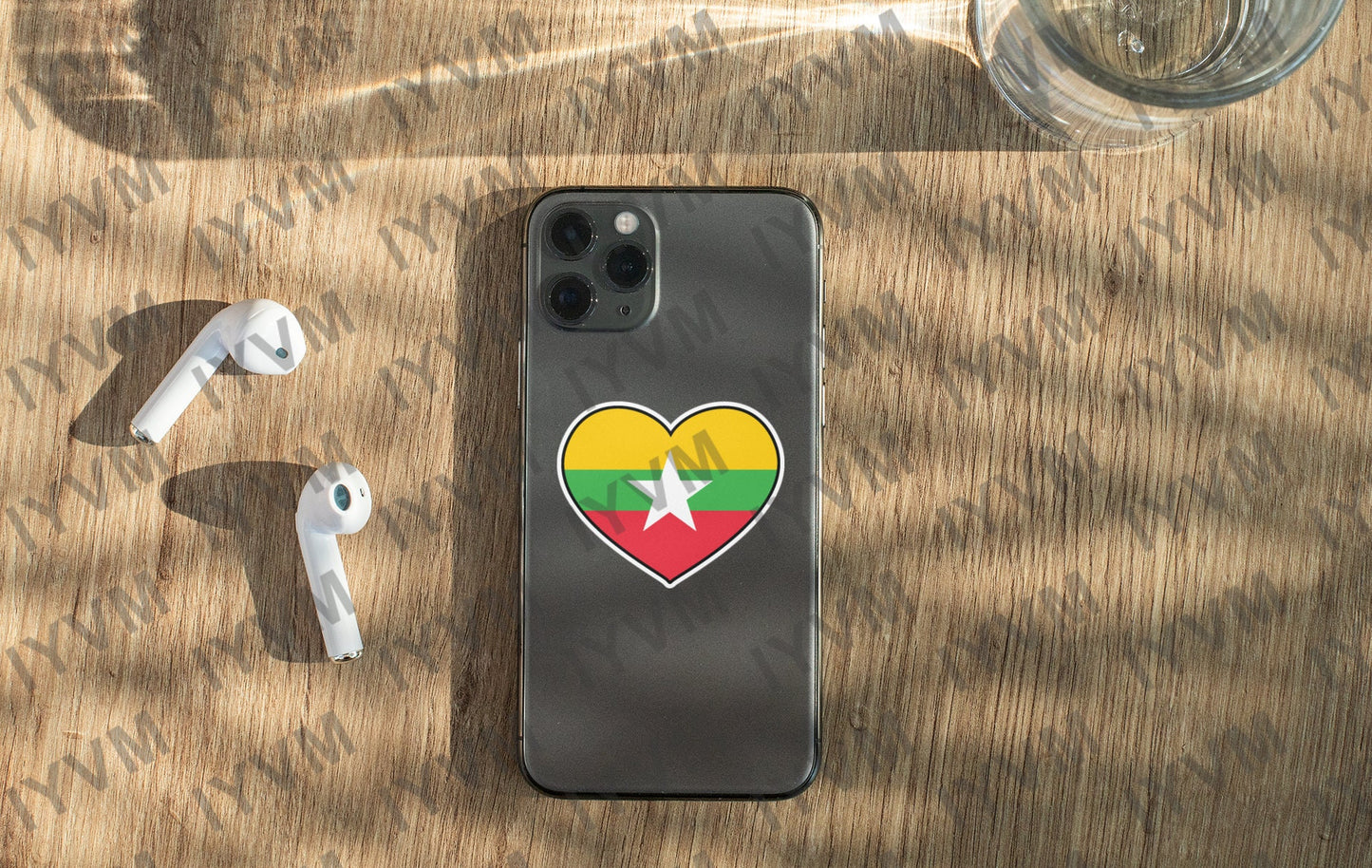 Myanmar Flag Heart Sticker Decal / Republic of the Union of Myanmar / Burma / Naypyidaw / Burmese /