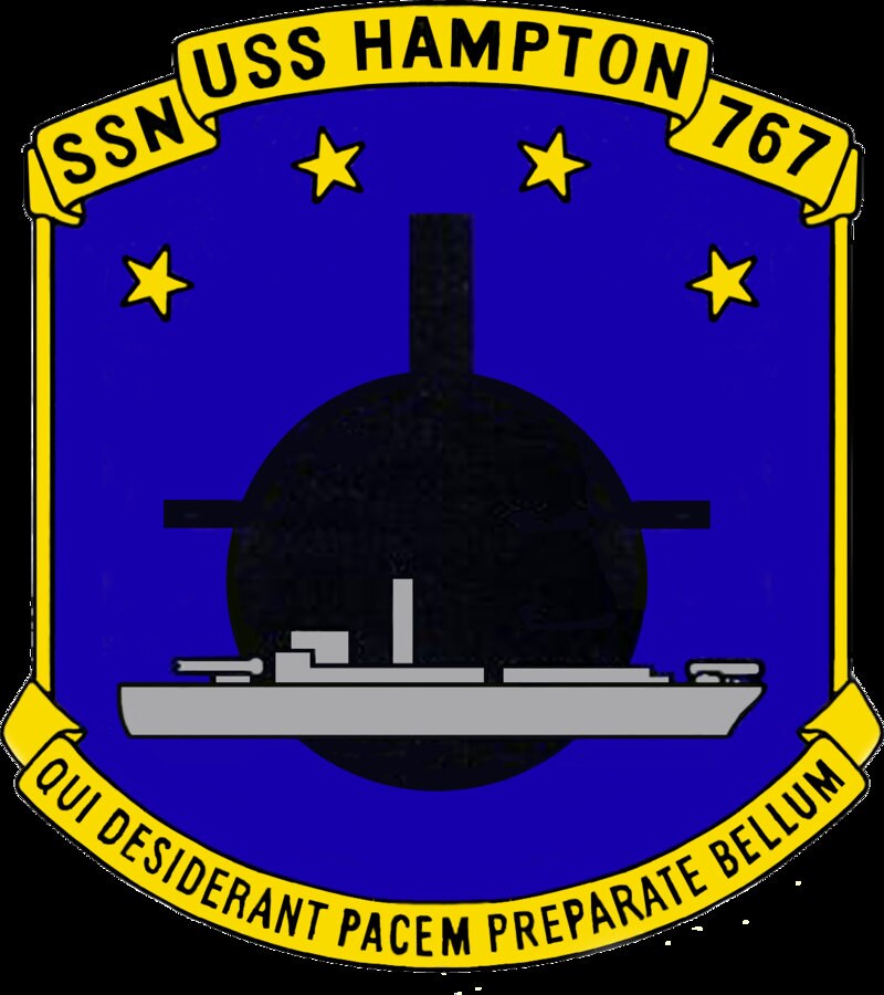 USS Hampton SSN-767 Badge Iron On Heat Transfer Vinyl HTV Los Angeles Class Attack submarine