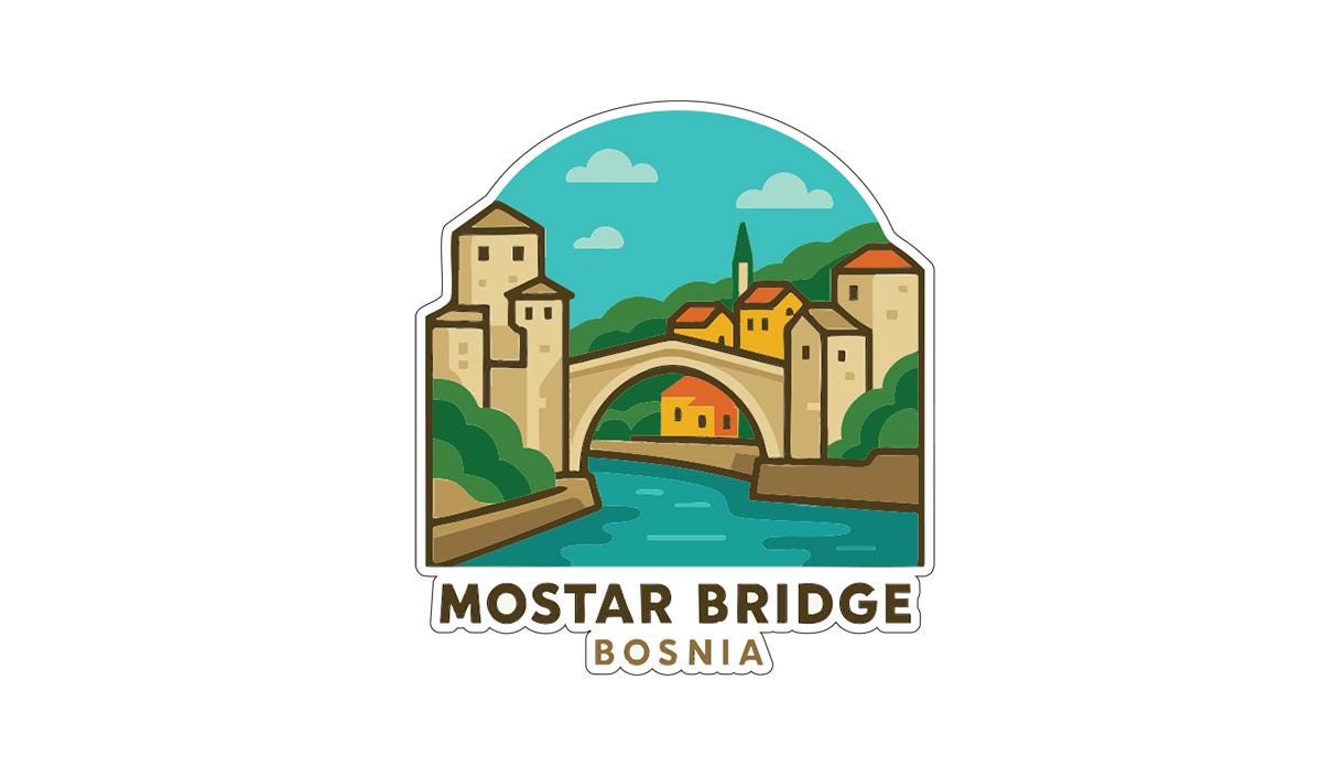 Mostar Bridge Bosnia Iron On Heat Transfer Vinyl HTV Die-Cut Symbolic Landmark
