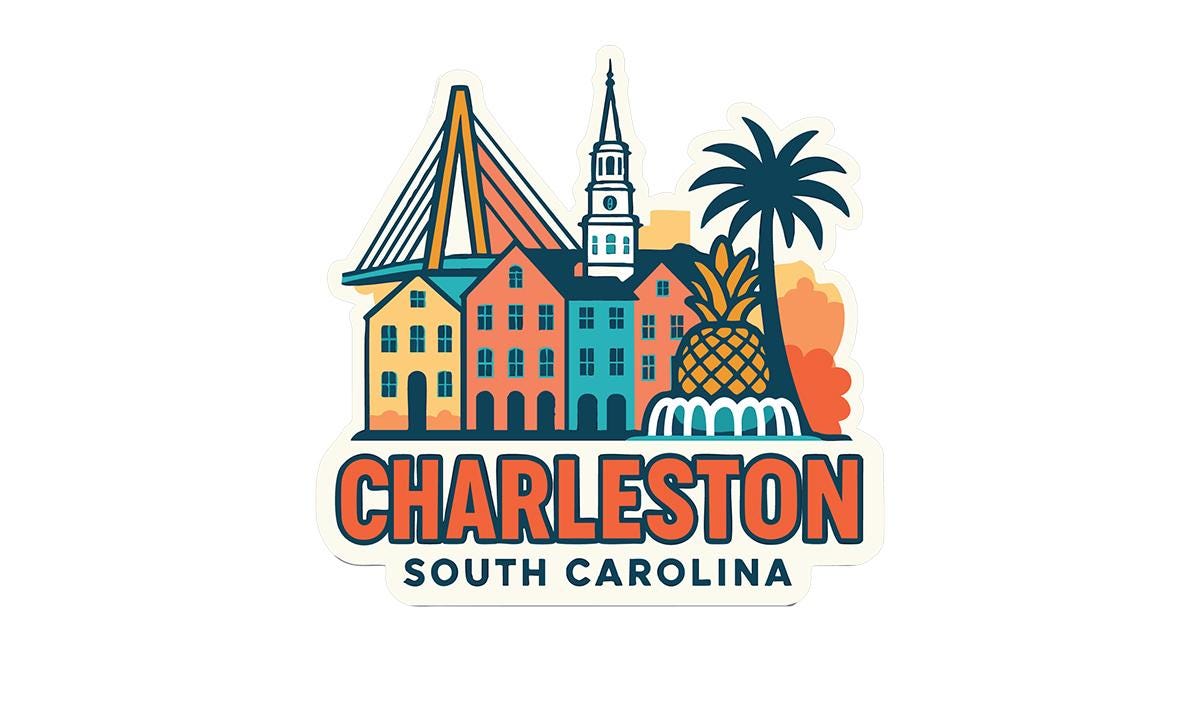 charleston, south carolina sticker on a white background