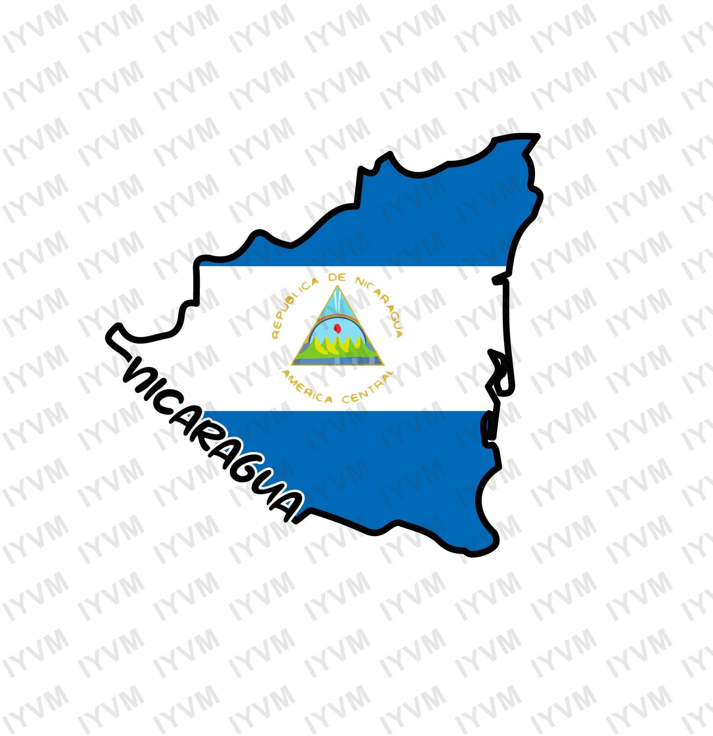 Nicaragua Map Iron On Heat Transfer Vinyl HTV / Republic of Nicaragua / República de Nicaragua / En Dios confiamos / Managua /