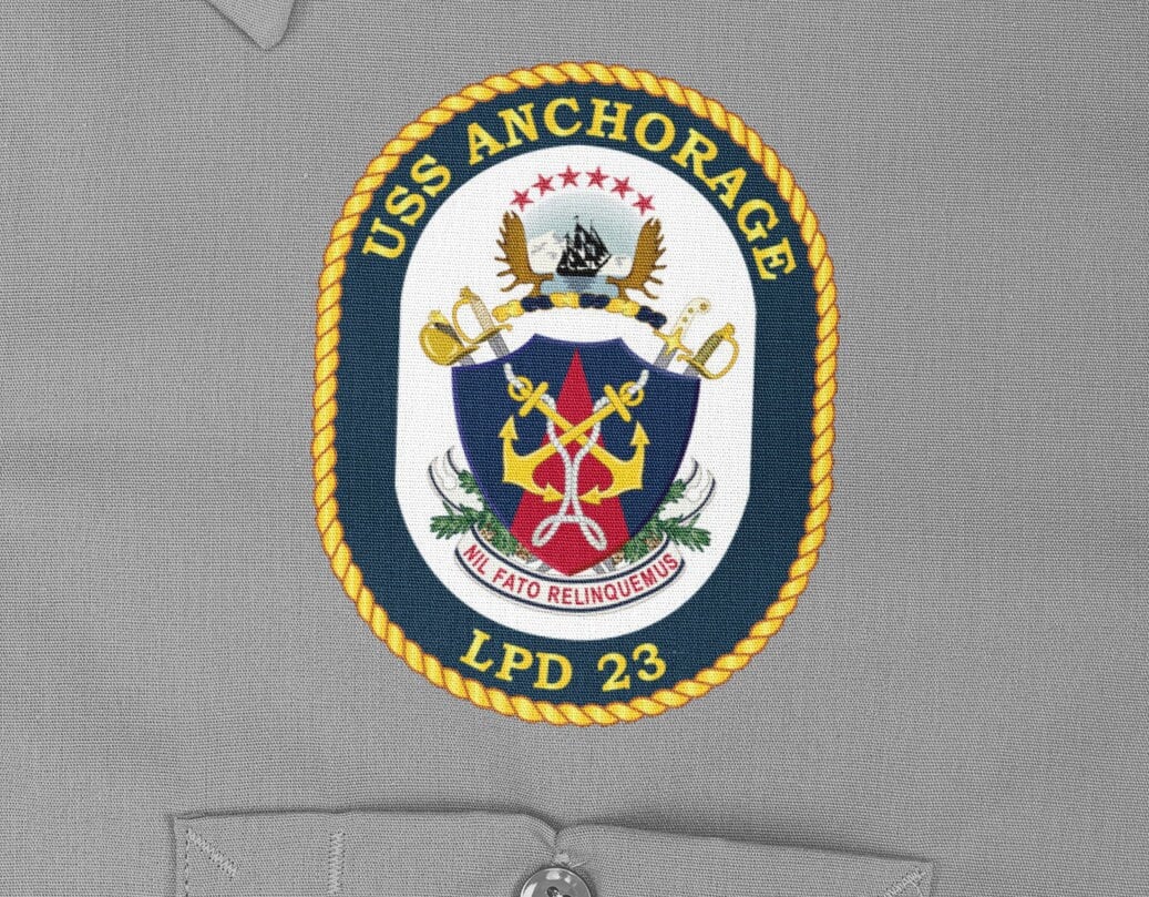 USS Anchorage LPD-23 Badge Iron On Heat Transfer Vinyl HTV San Antonio Class Amphibious transport dock