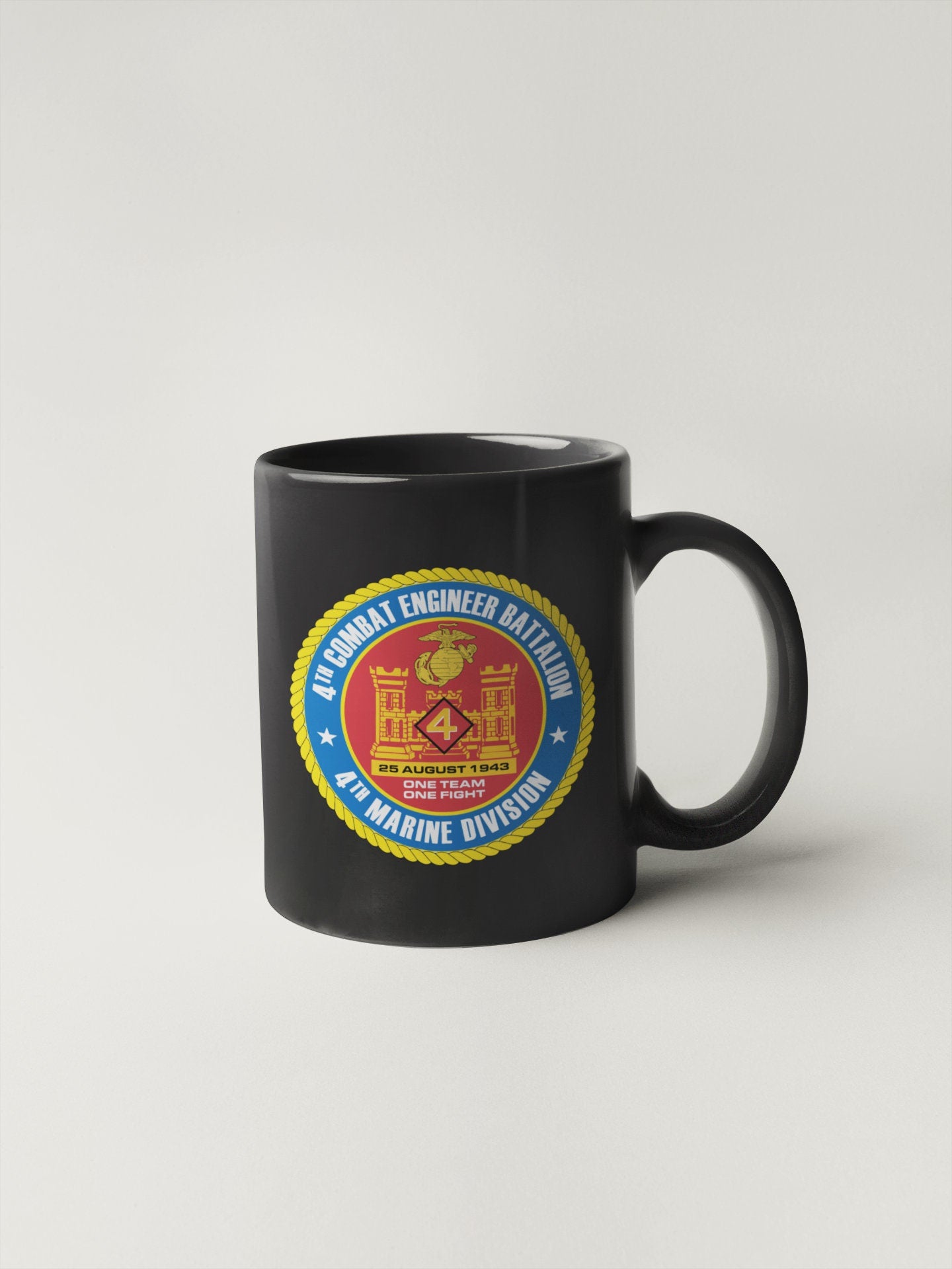 US Marine Corps Badge Sticker Decal  4th Combat Engineer Battalion One Team, One Fight Car Sticker Bumper Sticker for Car Emblem