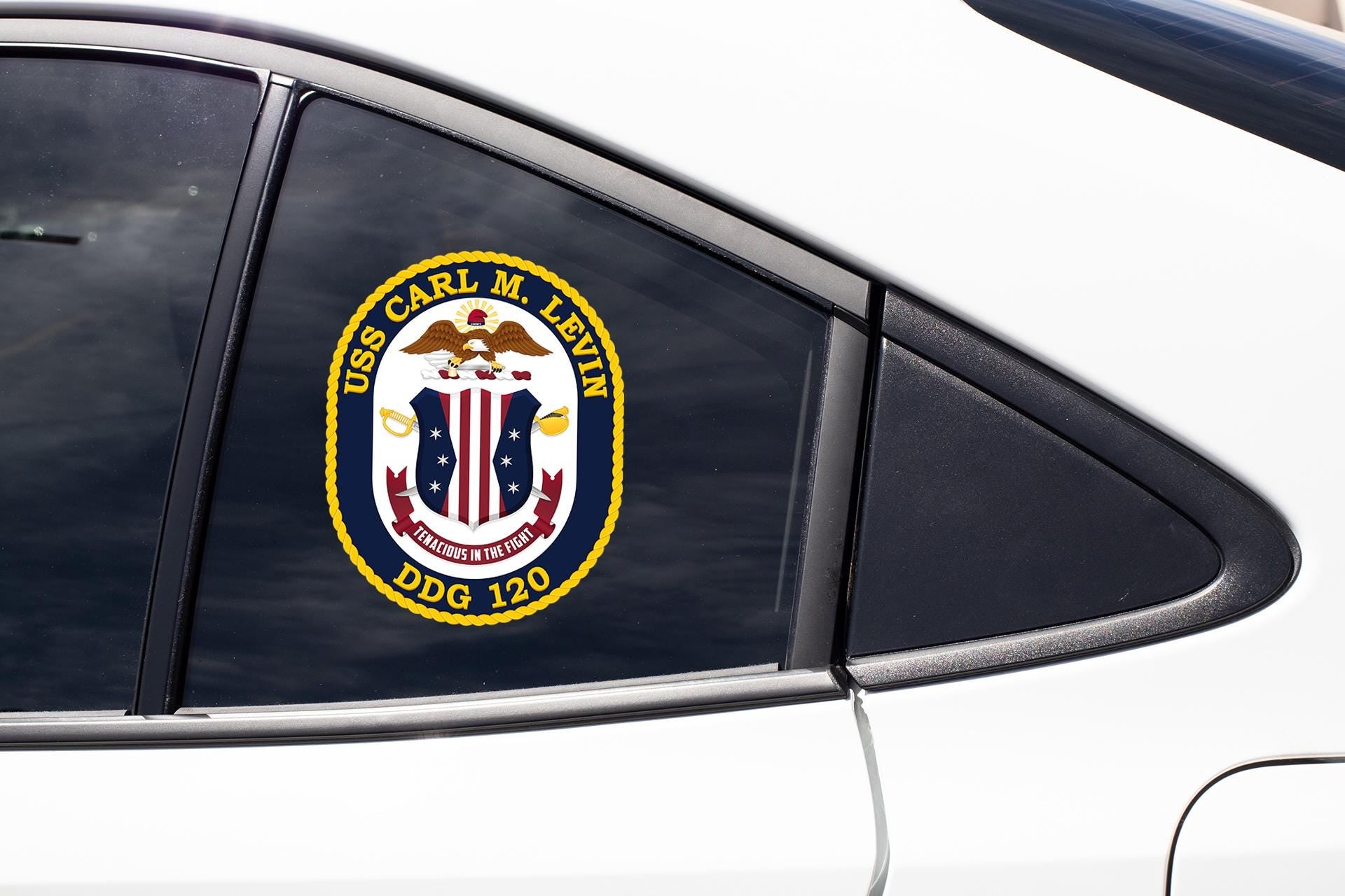 a close up of a car window with the seal of the united states of america