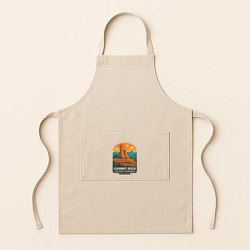 A beige apricot with a pocket and a logo on it.