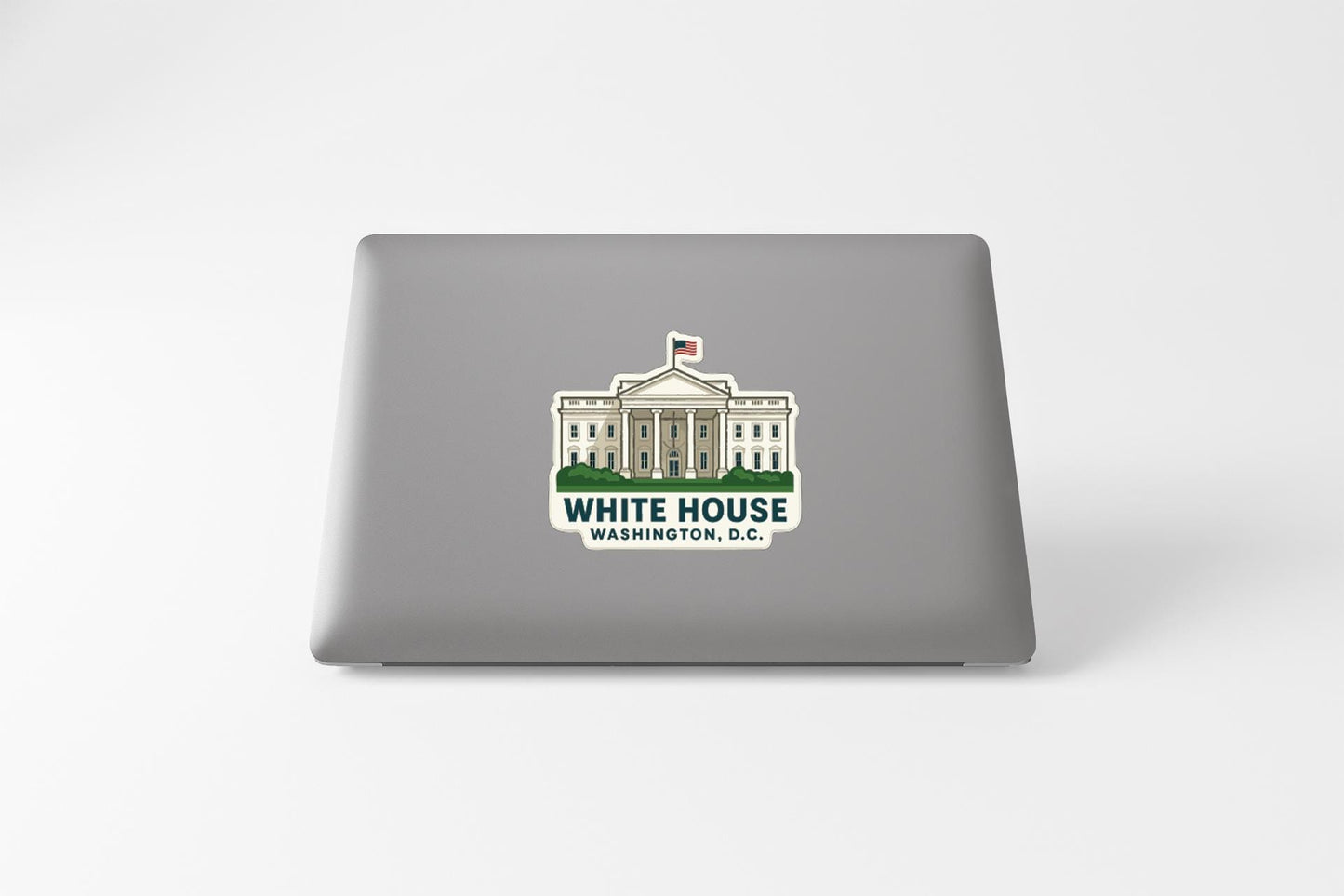 a sticker of the White House in Washington, D.C.