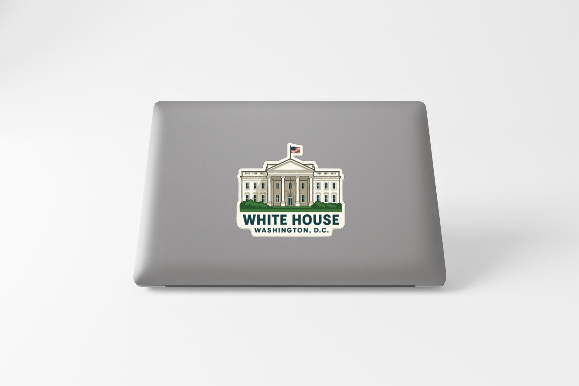 a sticker of the White House in Washington, D.C.