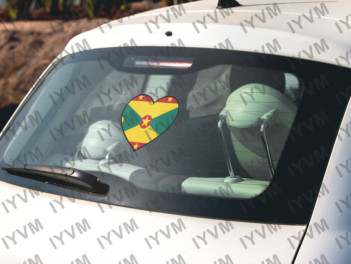 Grenada Flag Heart Sticker Decal Gwenad Grenadian Creole French Ever Conscious of God We Aspire Build and Advance as One People St. George's
