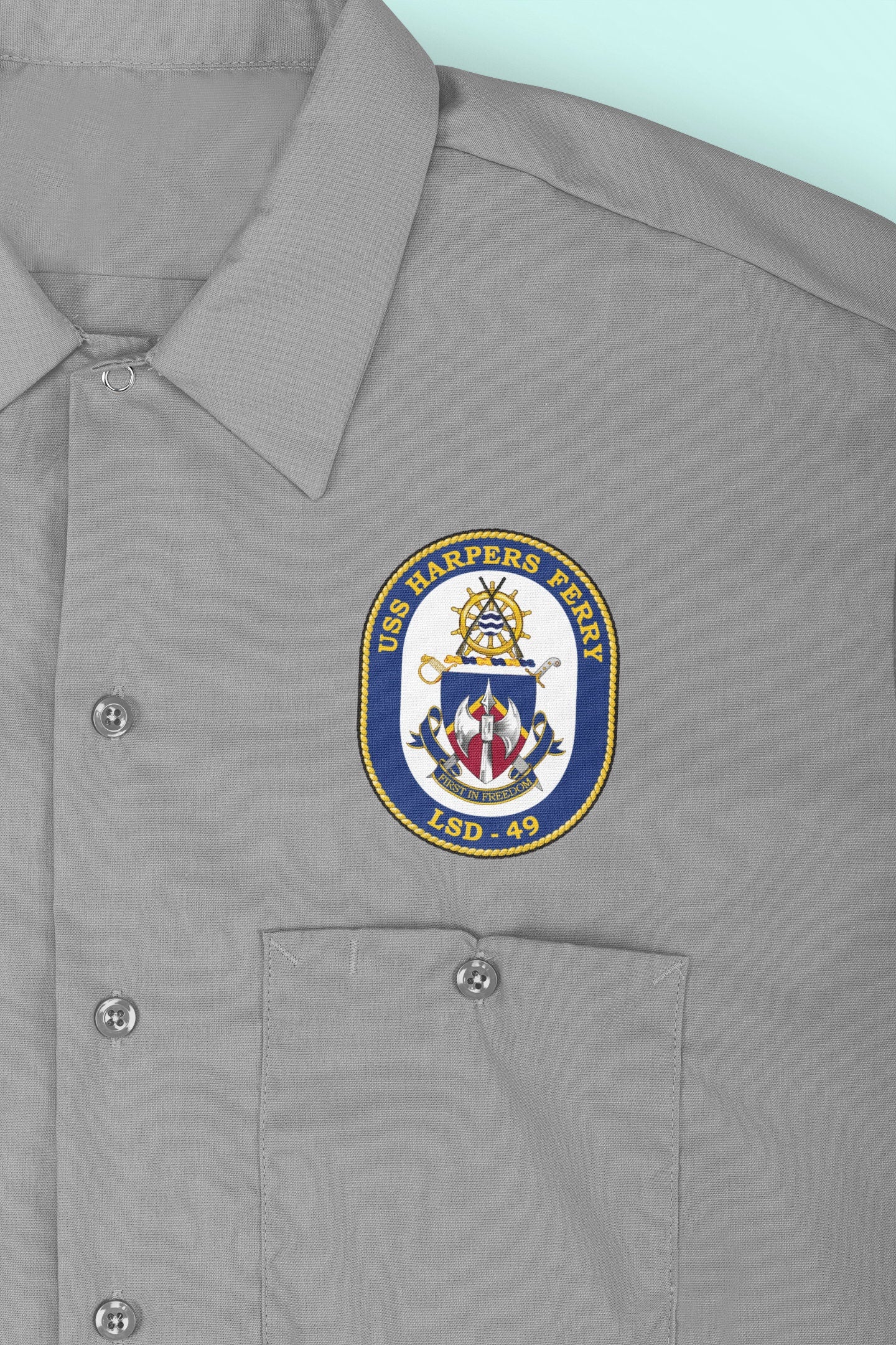 USS Harpers Ferry LSD-49 Badge Iron On Heat Transfer Vinyl HTV Whidbey Island Class Dock Landing Ship