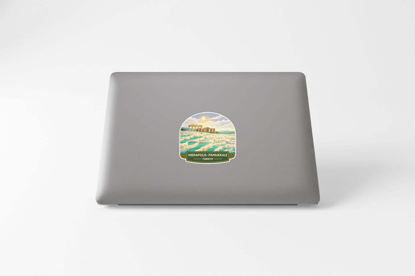 A sticker on the back of a laptop computer.