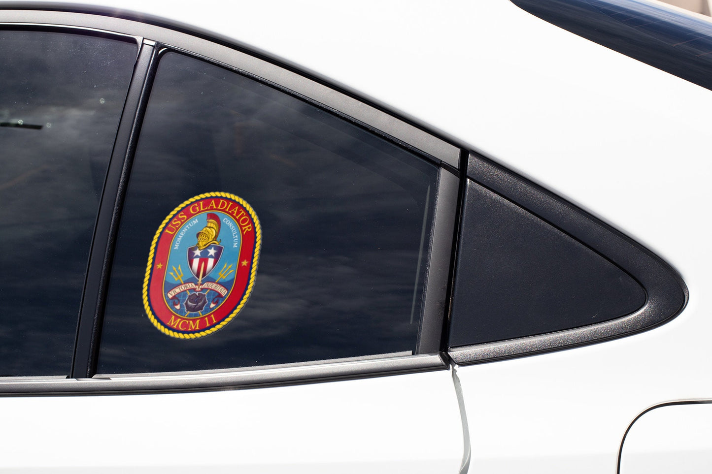 USS Gladiator MCM-11 Badge Sticker Decal Avenger Class Mine countermeasures ship Car Sticker Bumper Sticker for Car Emblem