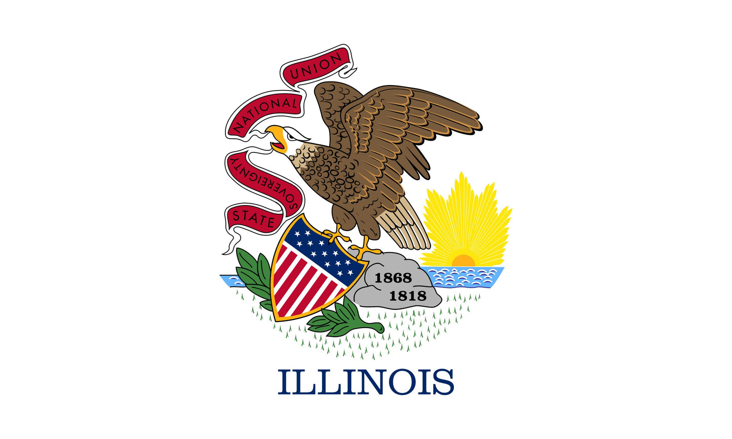 State of Illinois Flag Iron On Heat Transfer Vinyl HTV Illinois State Springfield Prairie State Land of Lincoln Corn State Garden of West