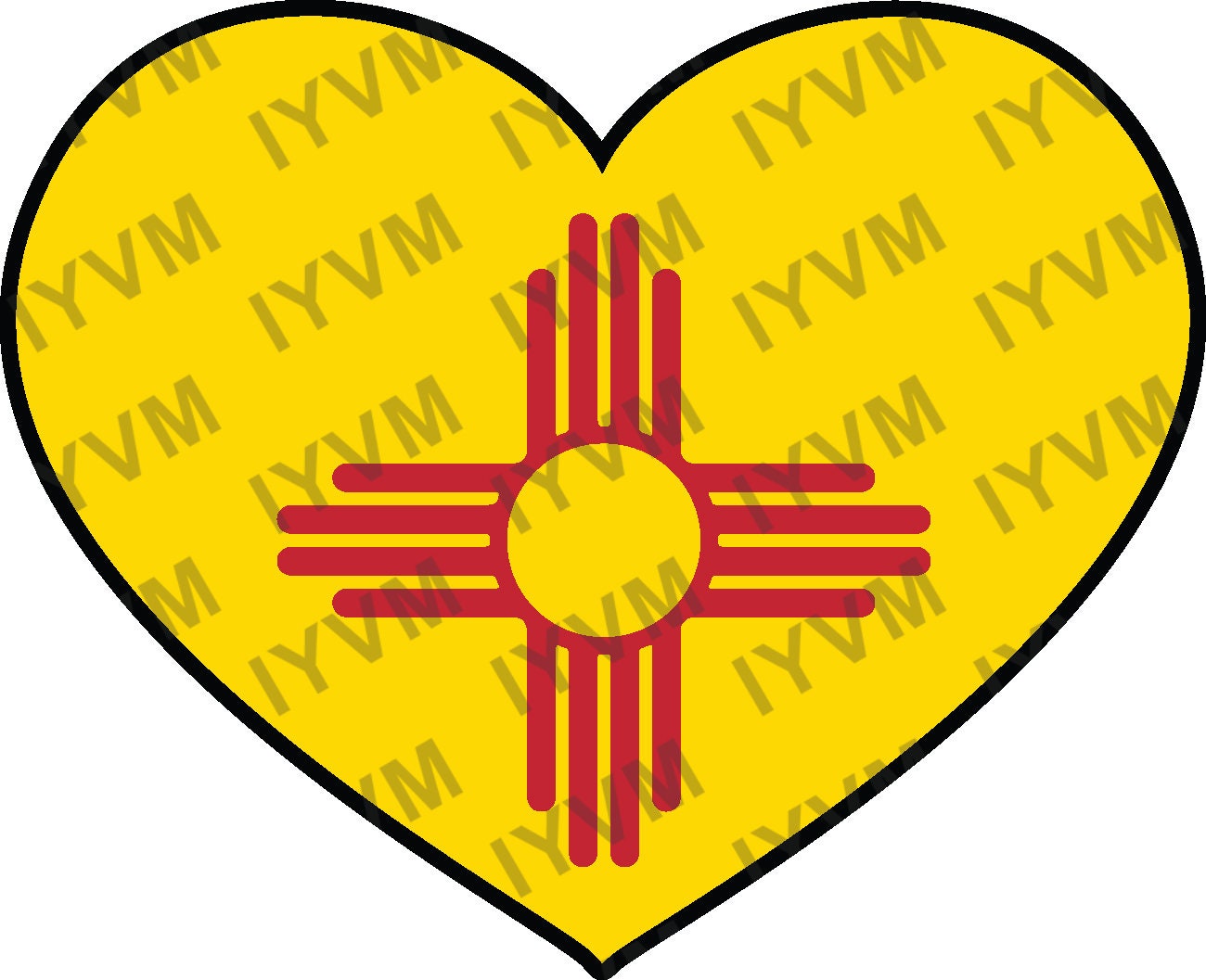 State of New Mexico Flag Heart Sticker Decal  USA New Mexico State  Santa Fe  The Land of Enchantment  Land of Sunshine