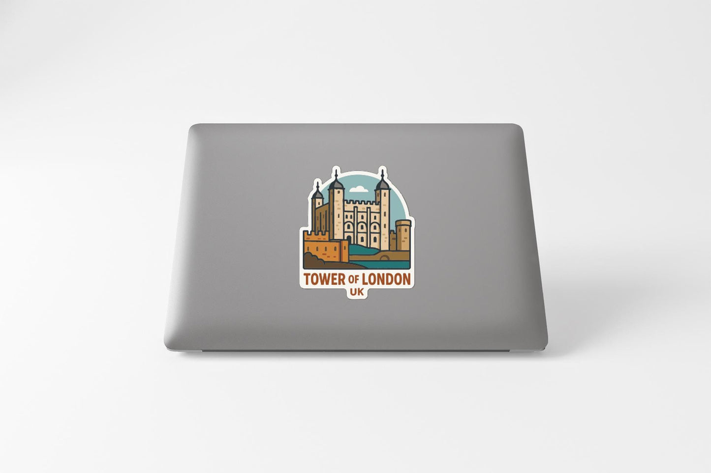 a sticker or decal of the Tower of London, a famous landmark in the United Kingdom.