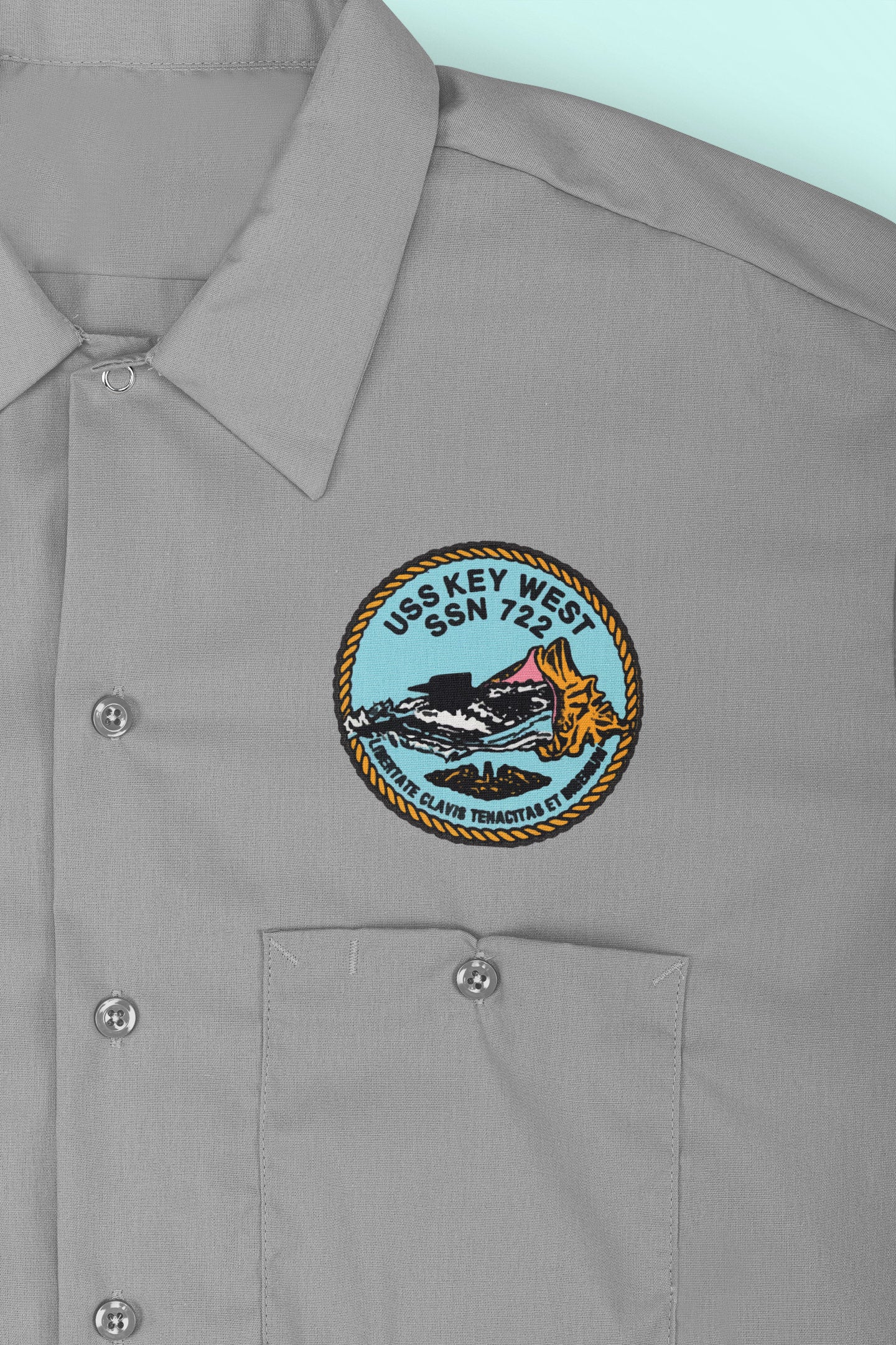 USS Key West SSN-722 Badge Iron On Heat Transfer Vinyl HTV Los Angeles Class Attack Submarine