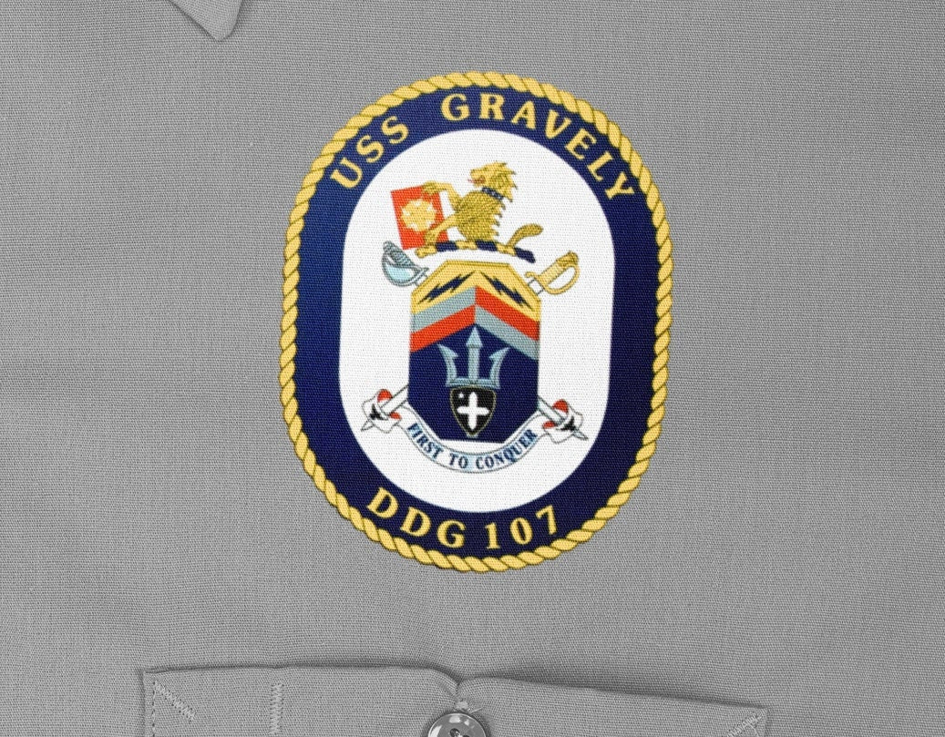 USS Gravely DDG-107 Badge Iron On Heat Transfer Vinyl HTV Arleigh Burke Class Destroyer