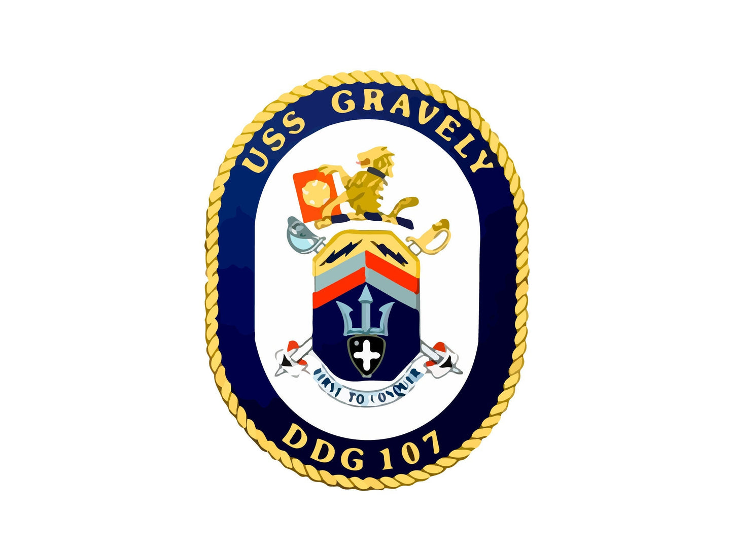 USS Gravely DDG-107 Badge Sticker Decal Arleigh Burke Class Destroyer Car Sticker Bumper Sticker for Car Emblem