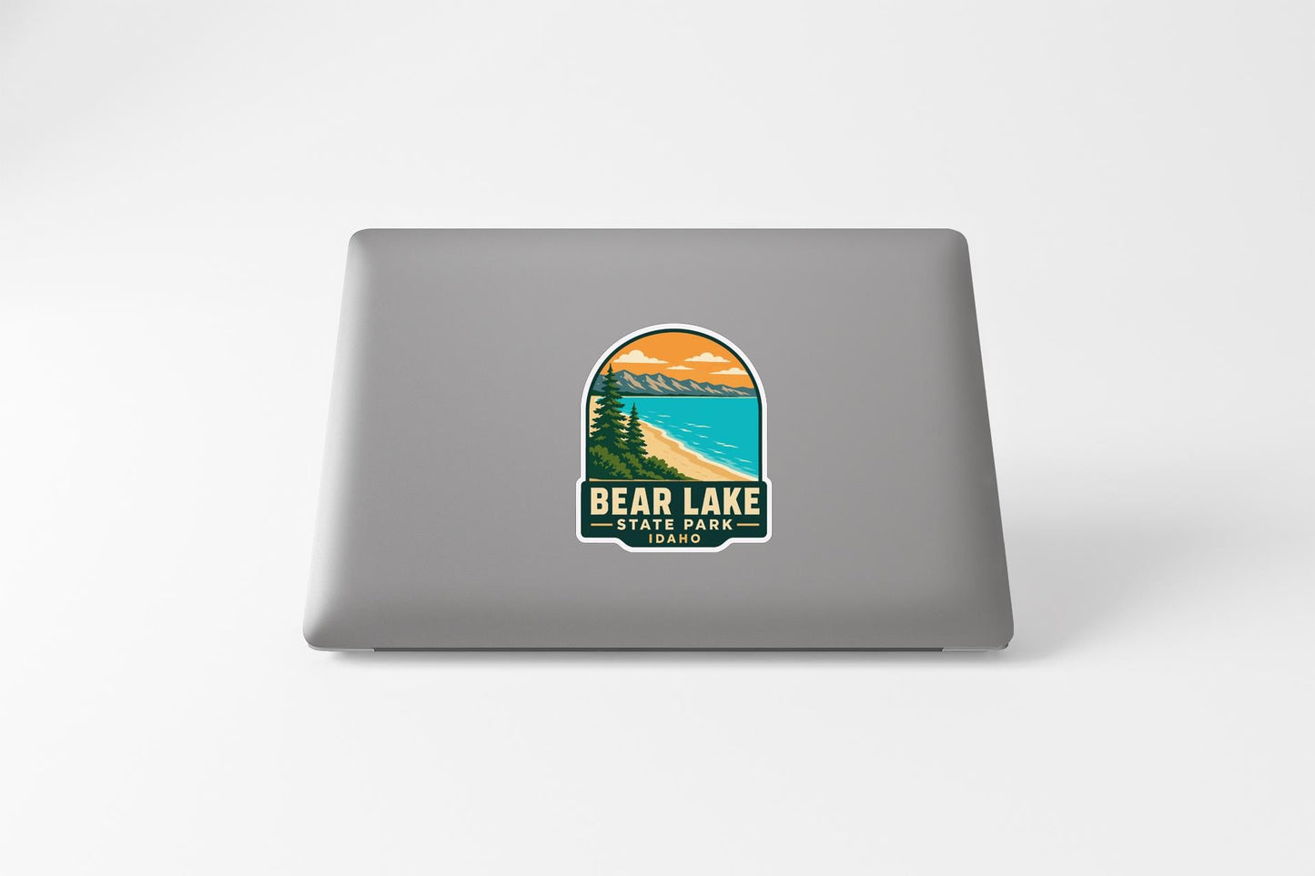 a sticker with a scenic landscape of Bear Lake State Park, which is a popular destination for outdoor enthusiasts.