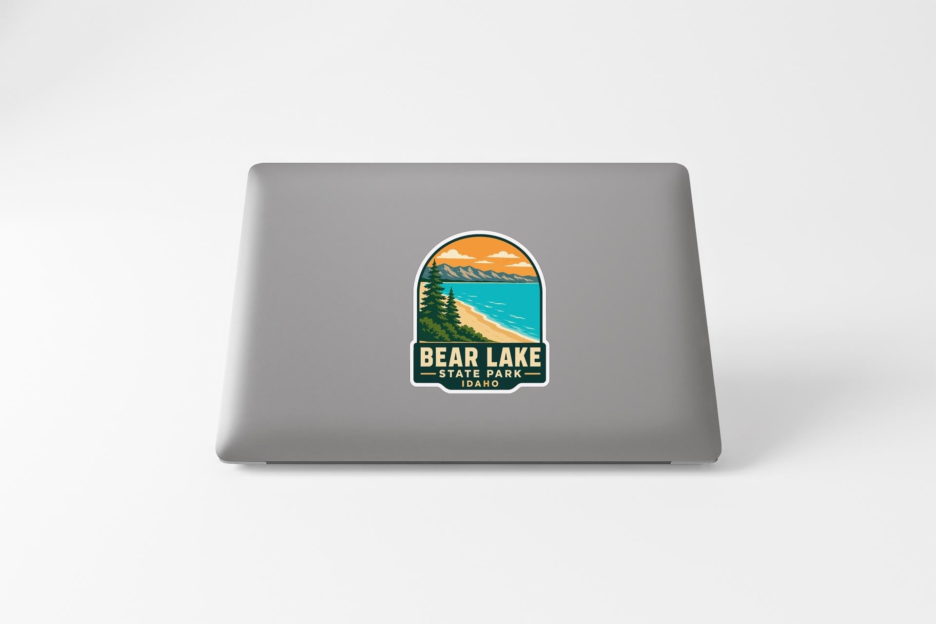 a sticker with a scenic landscape of Bear Lake State Park, which is a popular destination for outdoor enthusiasts.