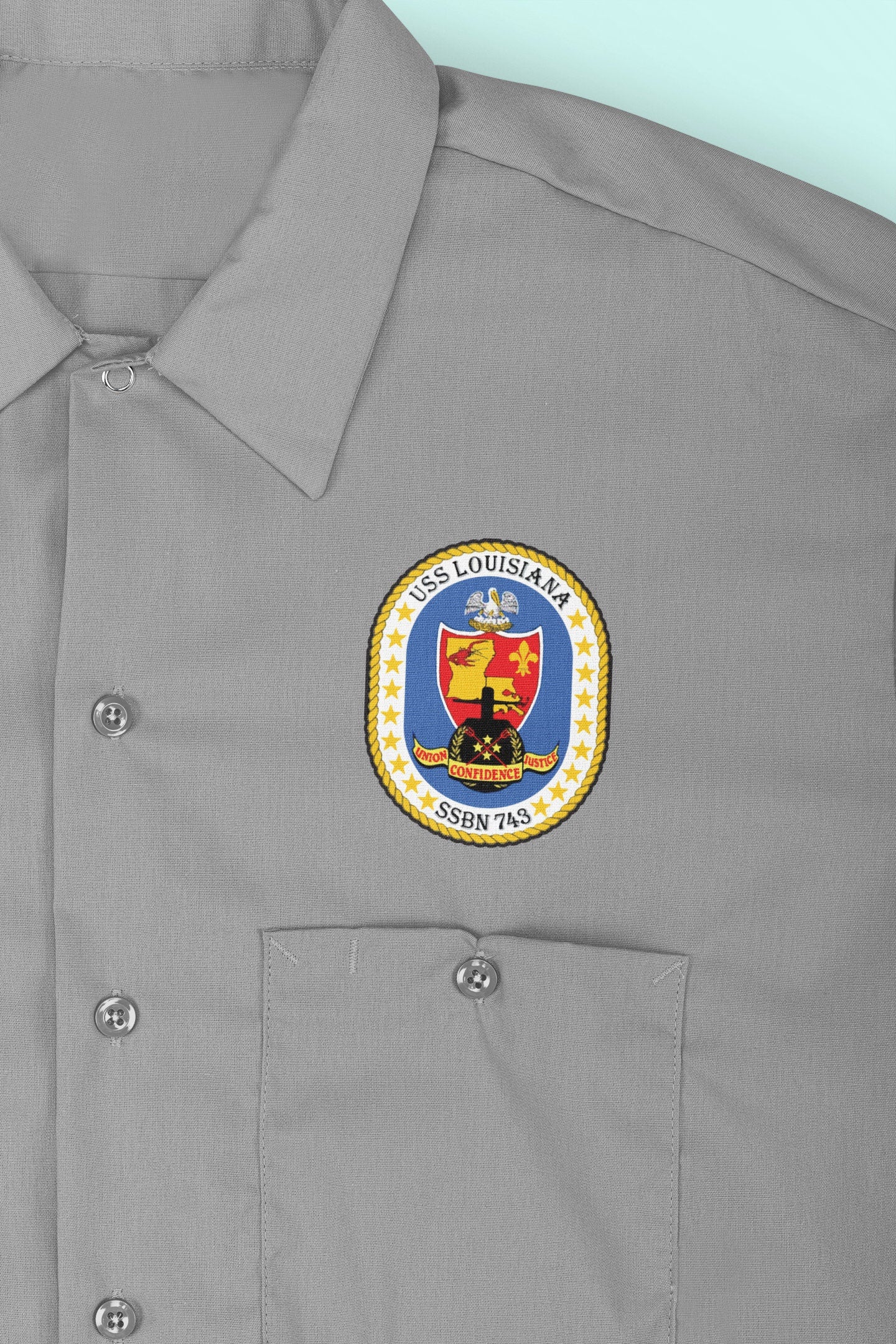 USS Louisiana SSBN-743 Badge Iron On Heat Transfer Vinyl HTV Ohio Class Ballistic Missile Submarine