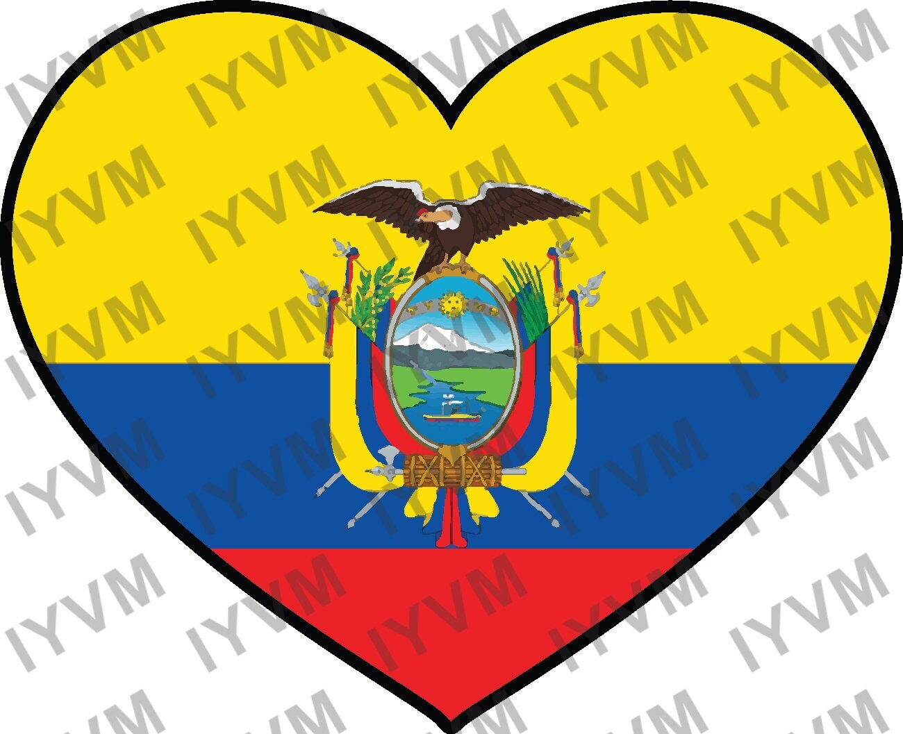 Ecuador Flag Heart Sticker Decal / Republic of Ecuador / Dios, patria y libertad / Quito / Ecuadorian