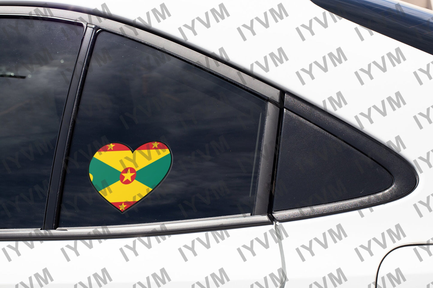 Grenada Flag Heart Sticker Decal Gwenad Grenadian Creole French Ever Conscious of God We Aspire Build and Advance as One People St. George's
