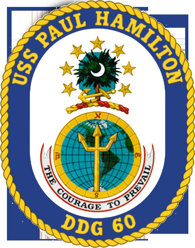 USS Paul Hamilton DDG-60 Badge Iron On Heat Transfer Vinyl HTV Arleigh Burke Class Destroyer