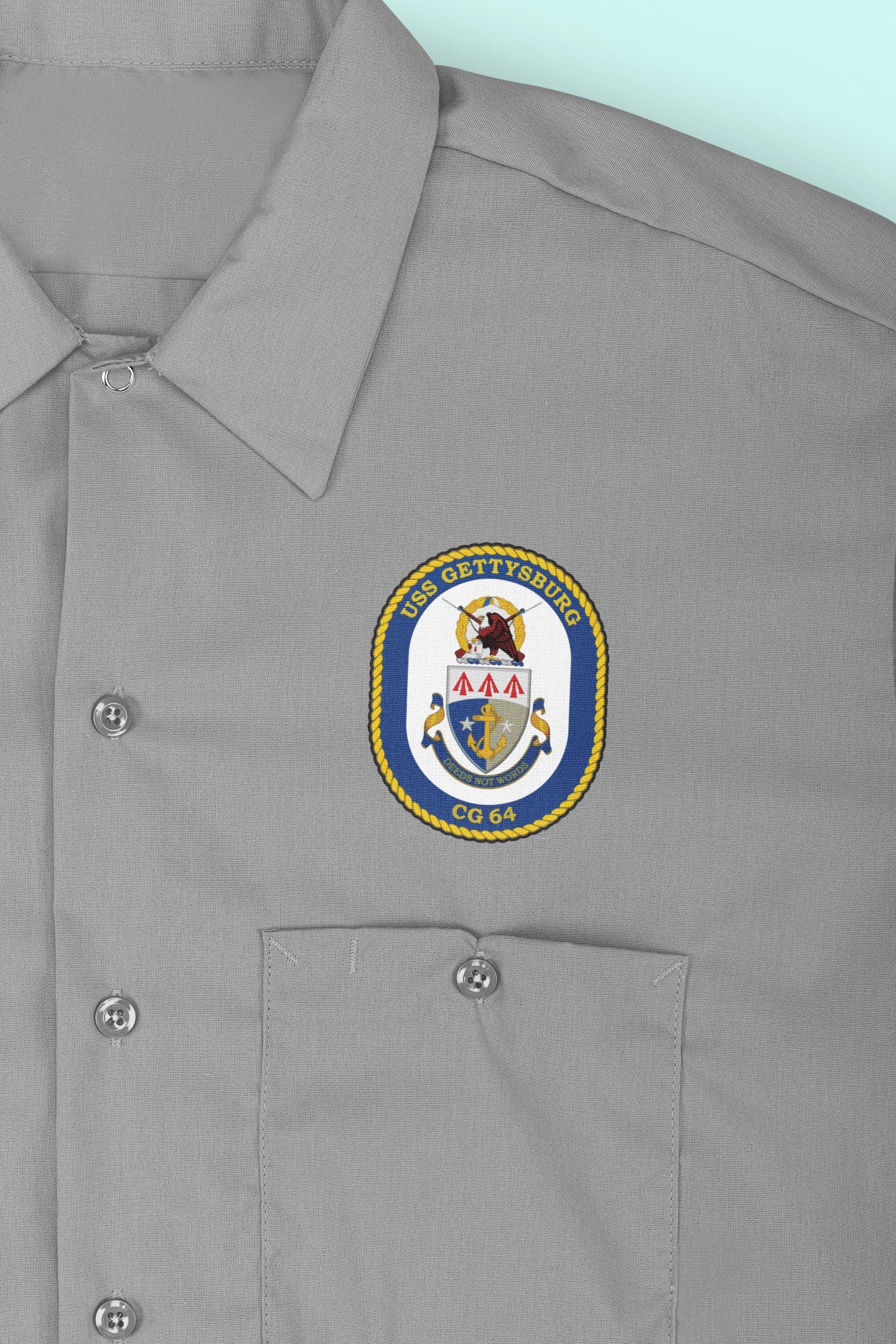 USS Gettysburg CG-64 Badge Iron On Heat Transfer Vinyl HTV Ticonderoga Class Cruiser