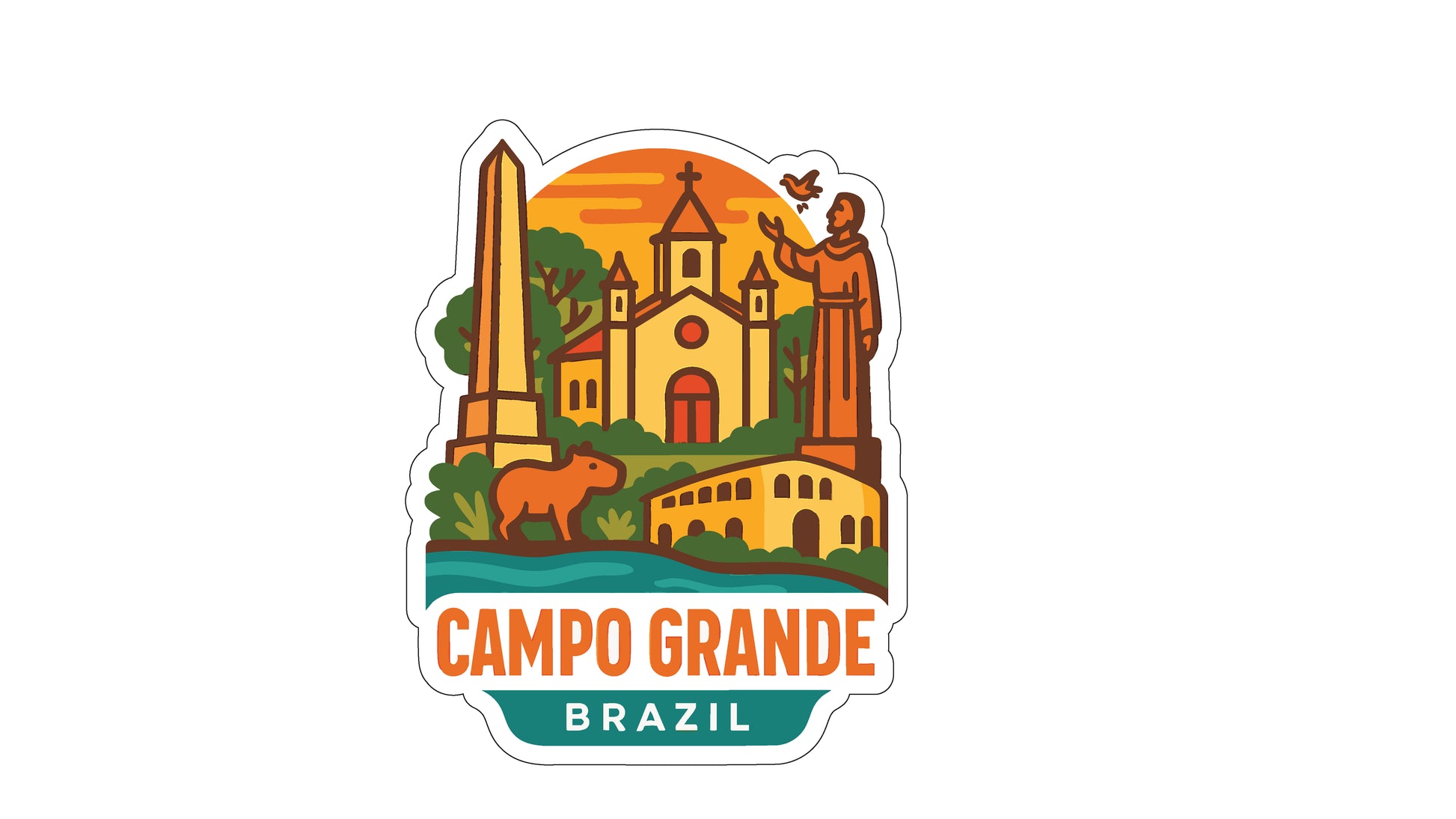 The image is a sticker depicting the city of Campo Grande, Brazil.
