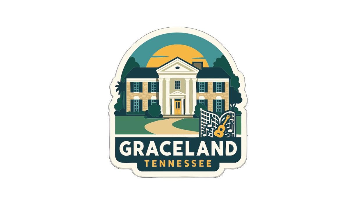 Graceland Tennessee Iron On Heat Transfer Vinyl HTV Die-Cut Symbolic Landmark