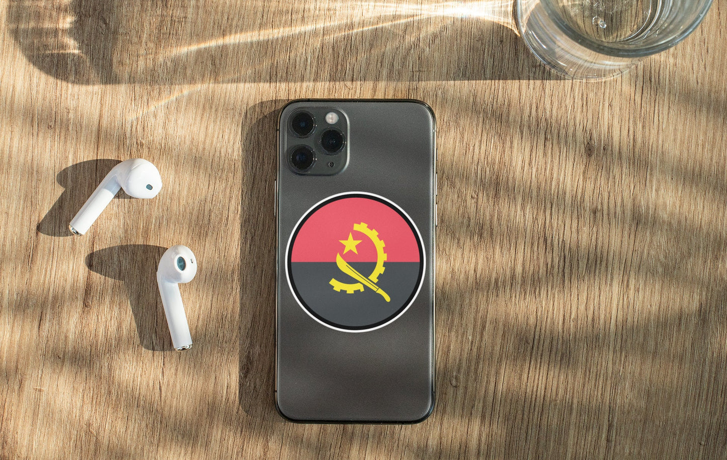 Angola Flag Circle Sticker Decal