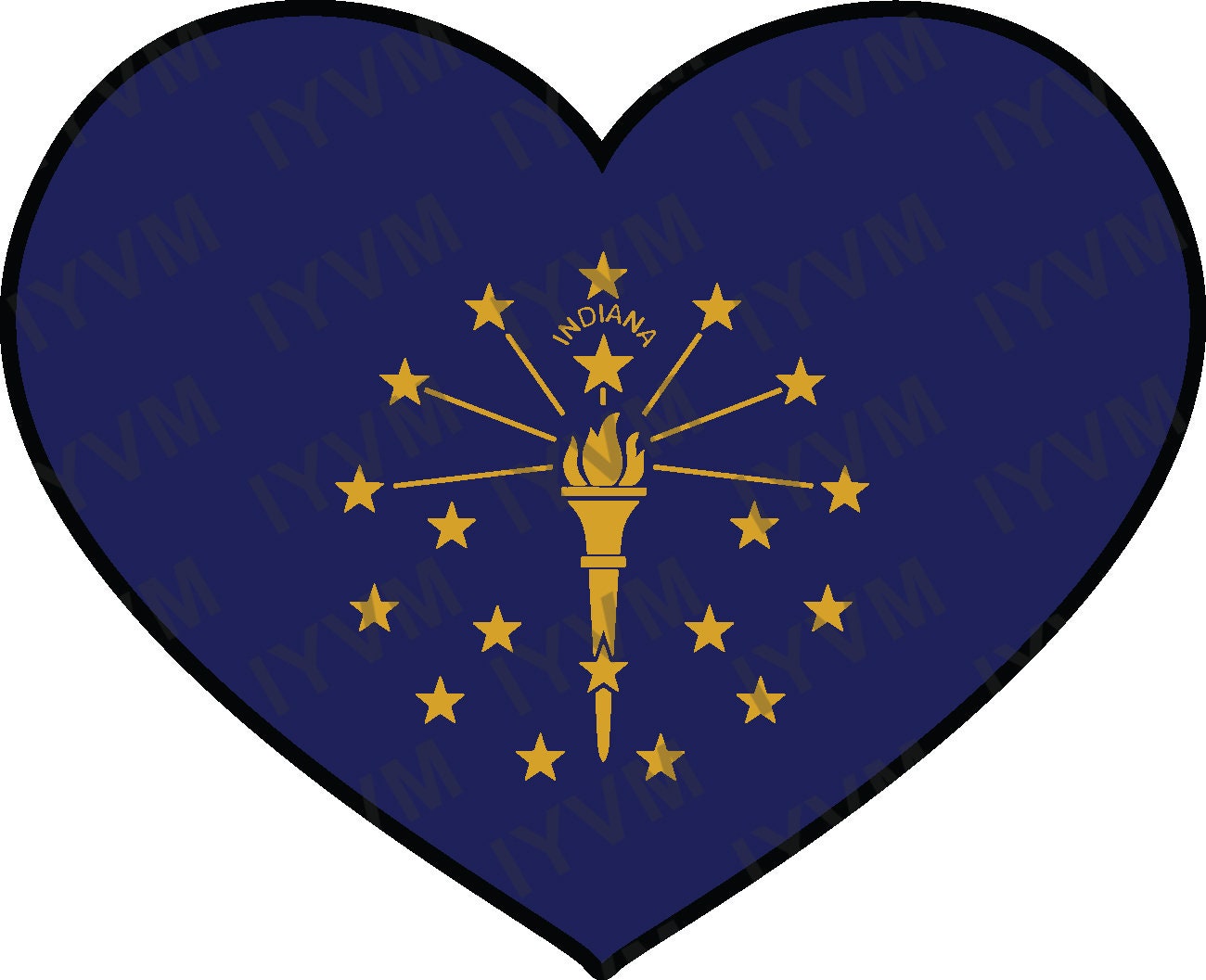State of Indiana Flag Heart Sticker Decal  USA Indiana State  Indianapolis  The Hoosier State  Crossroads of America