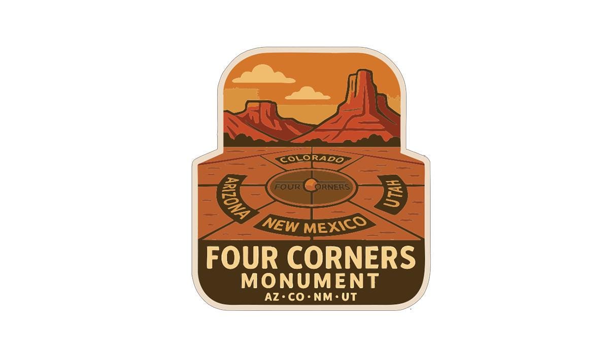 Four Corners Monument Iron On Heat Transfer Vinyl HTV Symbolic Landmark