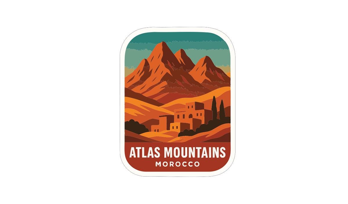Atlas Mountains Morocco Iron On Heat Transfer Vinyl HTV Die-Cut Symbolic