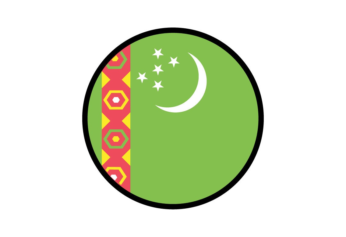 Turkmenistan Flag Circle Sticker Decal