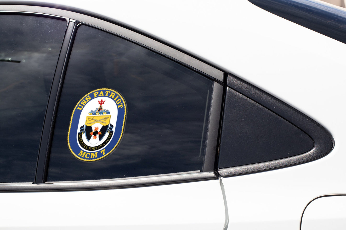 USS Patriot MCM-7 Badge Sticker Decal Avenger Class Mine Countermeasures Ship Car Sticker Bumper Sticker for Car Emblem