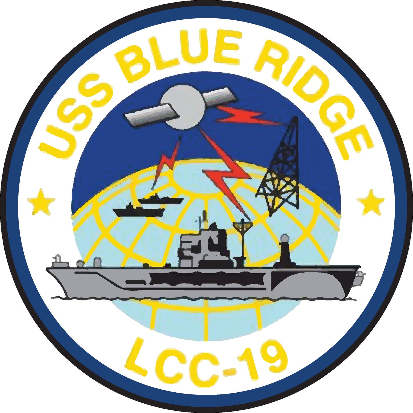 USS Blue Ridge LCC-19 Badge Iron On Heat Transfer Vinyl HTV Blue Ridge Class Amphibious Command Ship