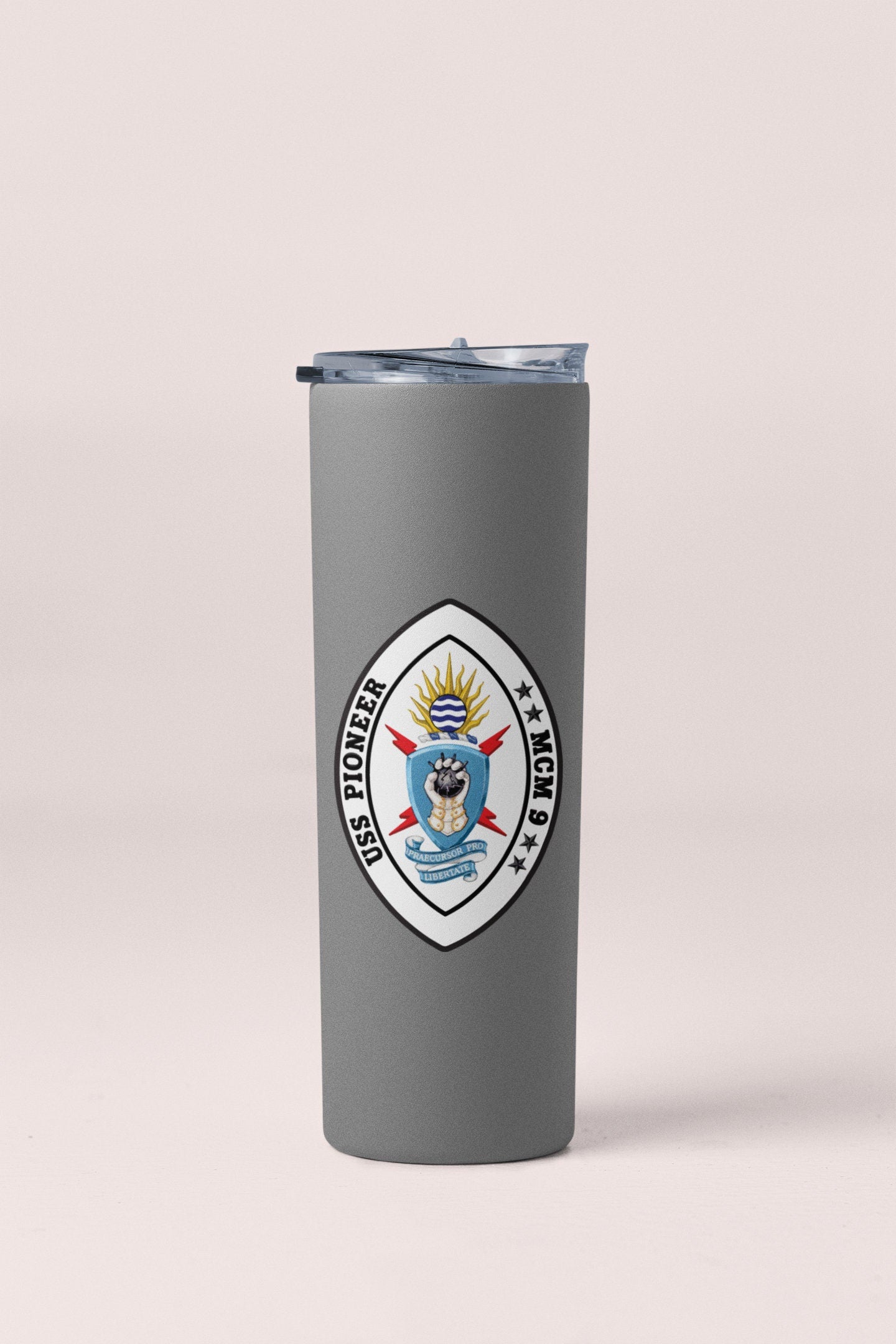 USS Pioneer MCM-9 Badge Sticker Decal Avenger Class Mine Countermeasures Ship Car Sticker Bumper Sticker for Car Emblem