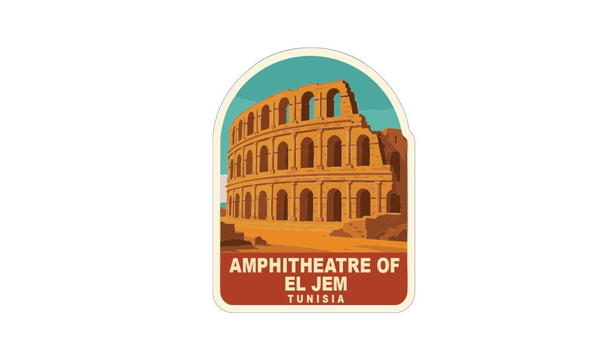 Amphitheatre of El Jem Tunisia Iron On Heat Transfer Vinyl HTV Die-Cut Symbolic