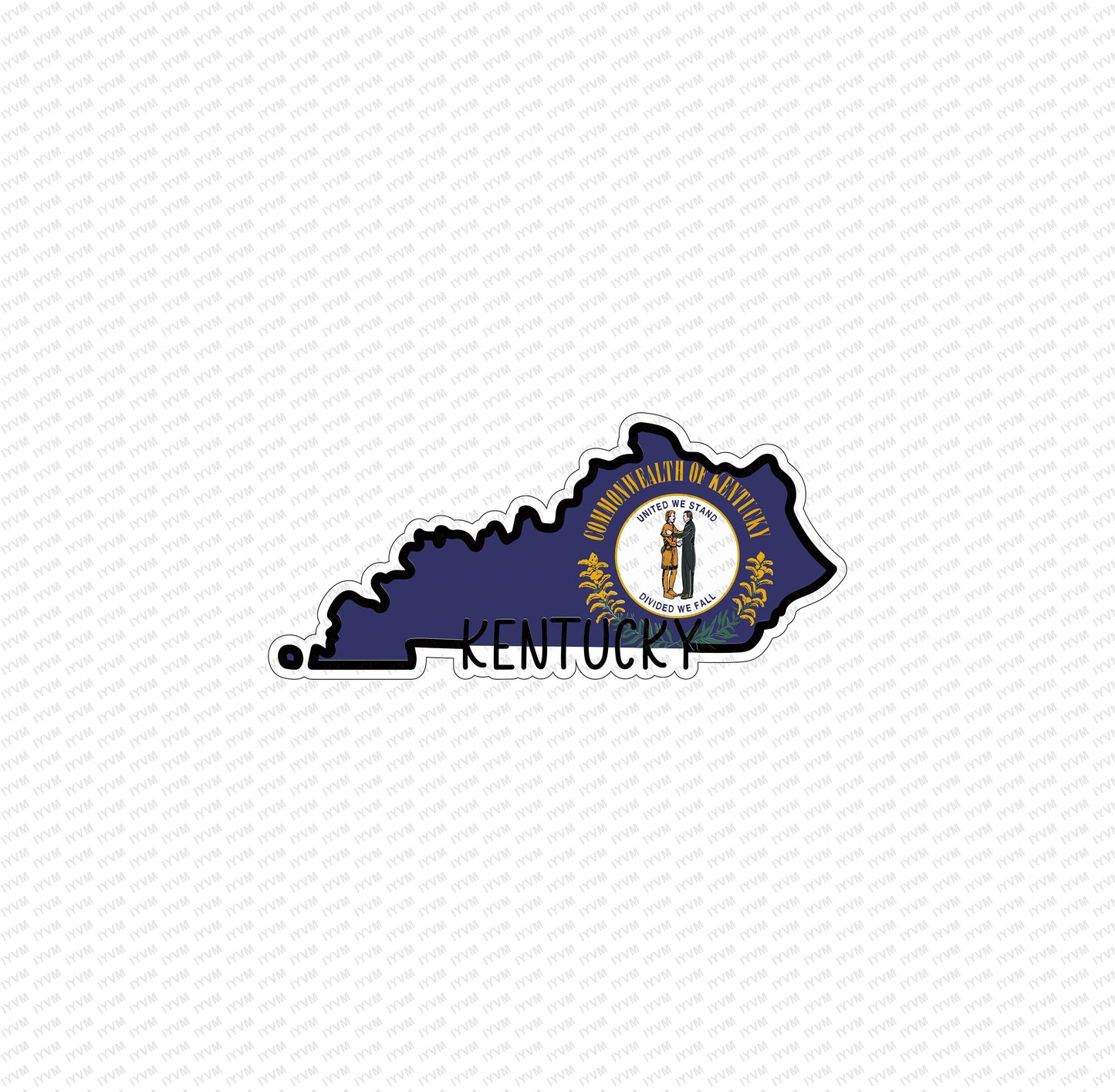State of Kentucky Map Flag Sticker Decal  USA Kentucky State  Frankfort  The Bluegrass State  Corn-cracker State