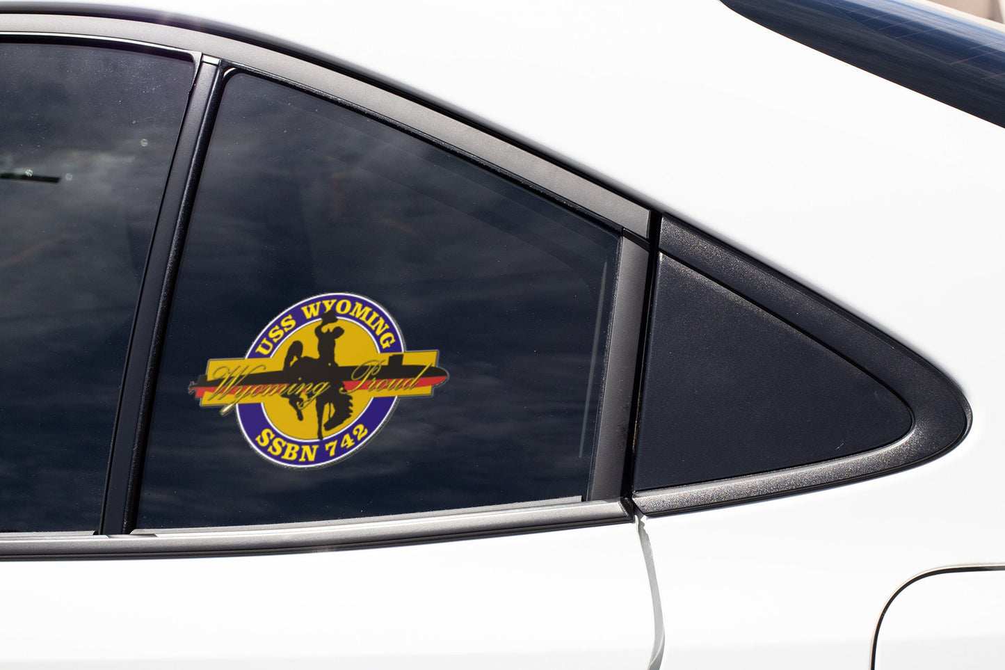 USS Wyoming SSBN-742 Badge Sticker Decal Ohio Class Ballistic missile submarine Car Sticker Bumper Sticker for Car Emblem