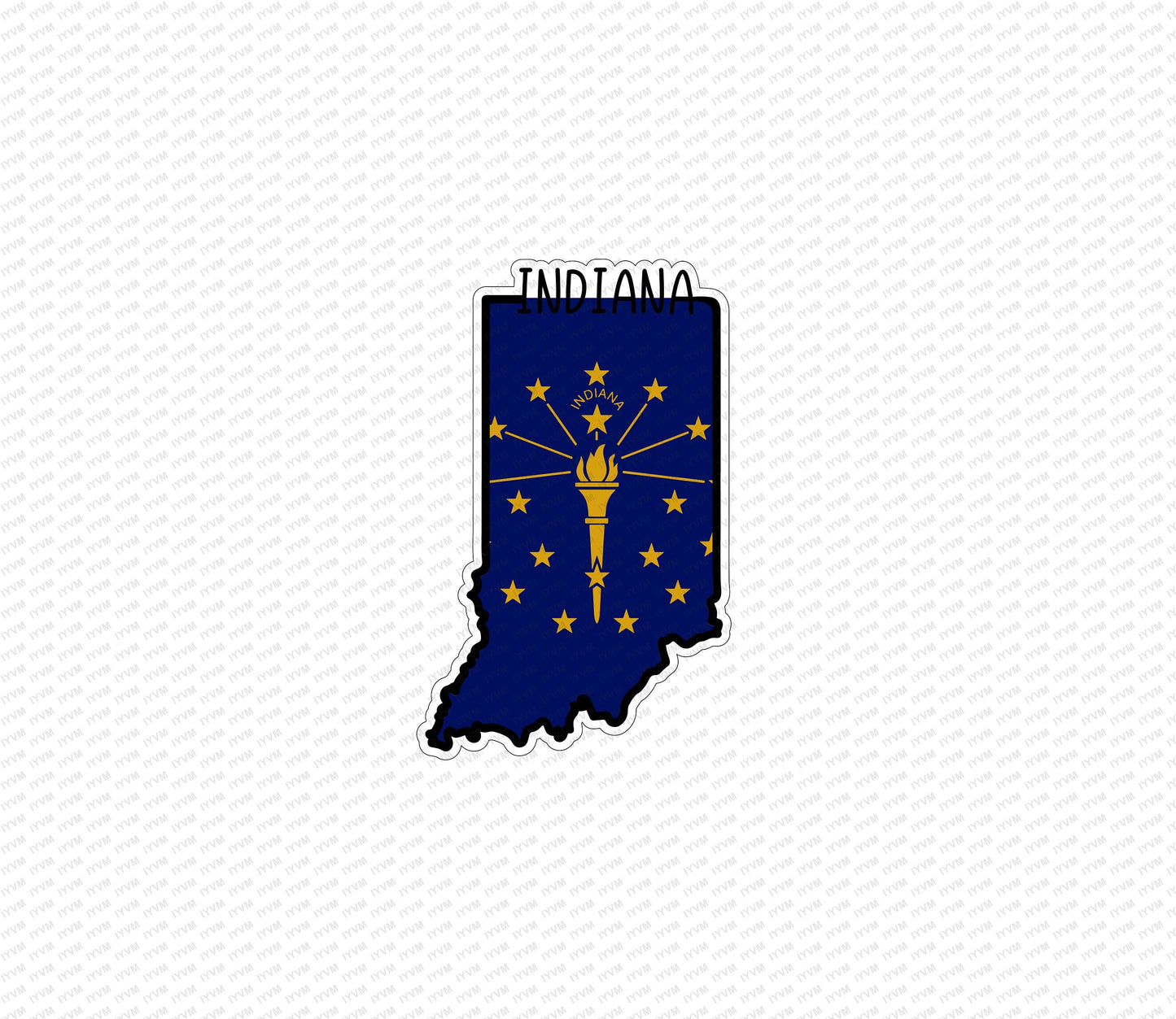 State of Indiana Map Flag Sticker Decal  USA Indiana State  Indianapolis  The Hoosier State  Crossroads of America
