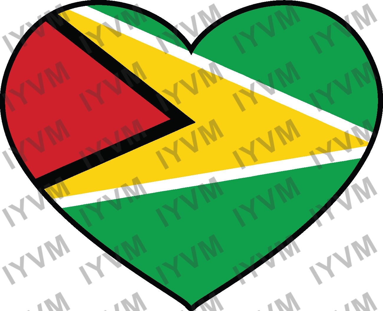 Guyana Flag Heart Sticker Decal / Co‑operative Republic of Guyana / One People, One Nation, One Destiny / Georgetown / Guyanese