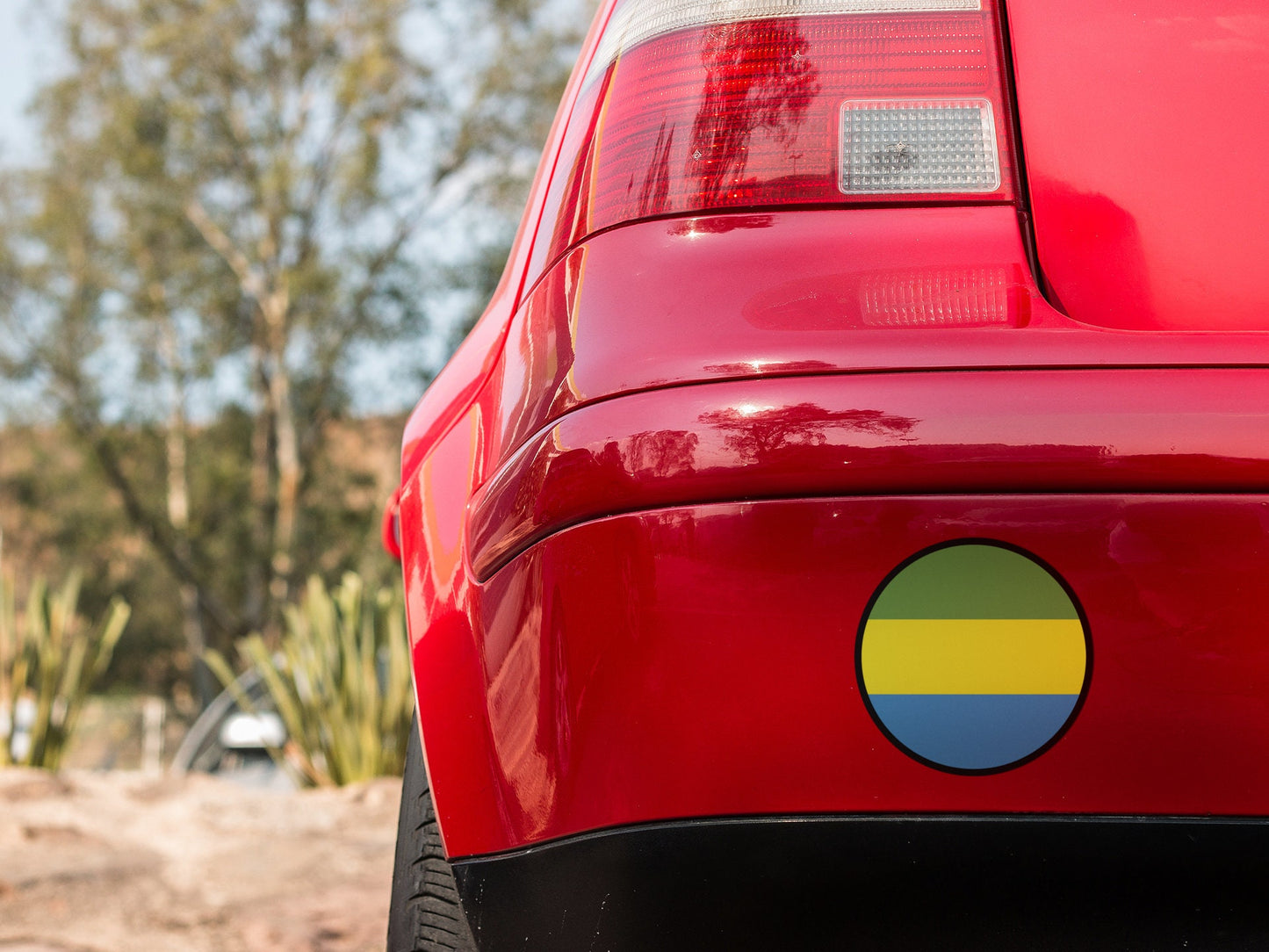 Gabon Flag Circle Sticker Decal