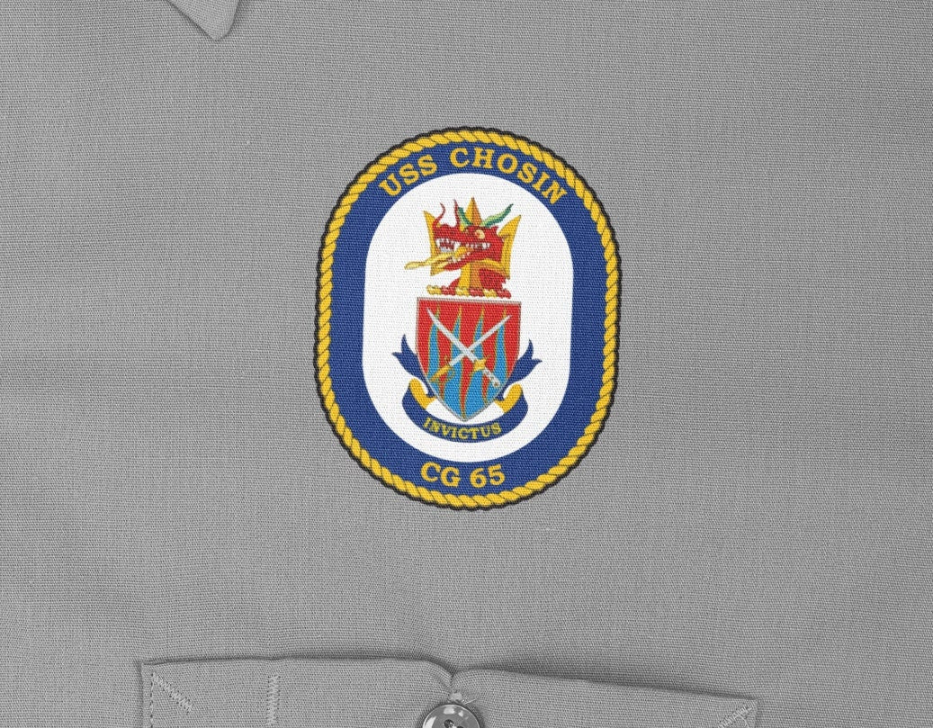 USS Chosin CG-65 Badge Iron On Heat Transfer Vinyl HTV Ticonderoga Class Cruiser