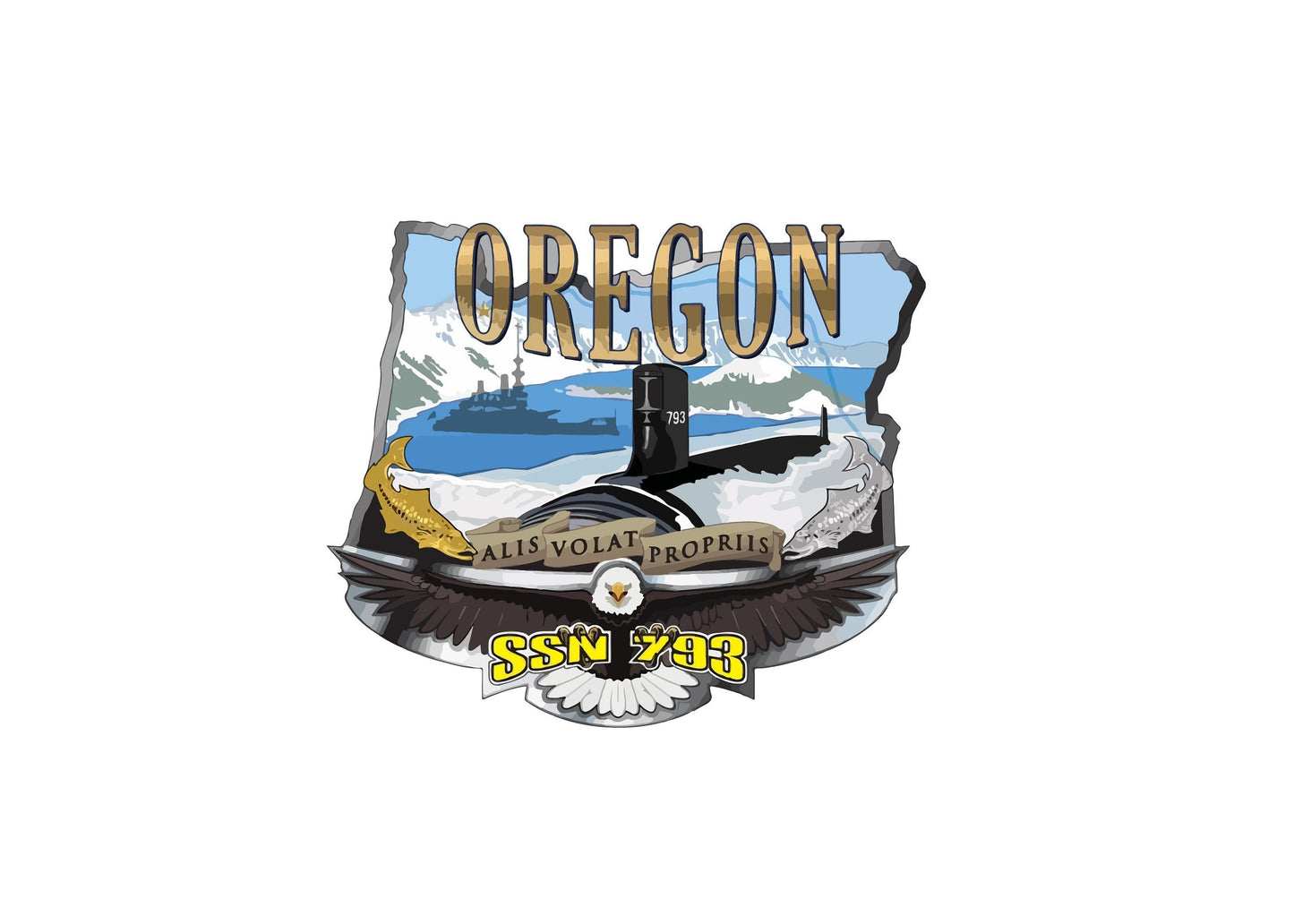 USS Oregon SSN-793 Badge Sticker Decal Freedom-class littoral combat ship Car Sticker Bumper Sticker for Car Emblem