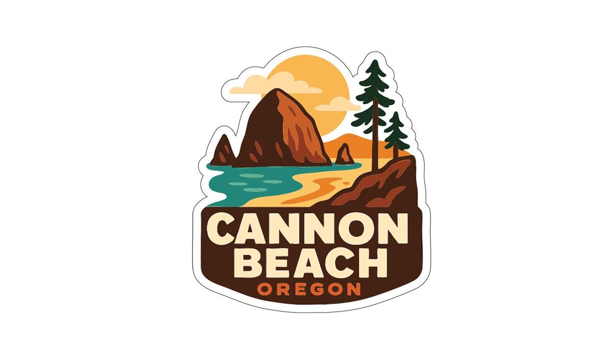 a sticker or logo for Cannon Beach, Oregon.