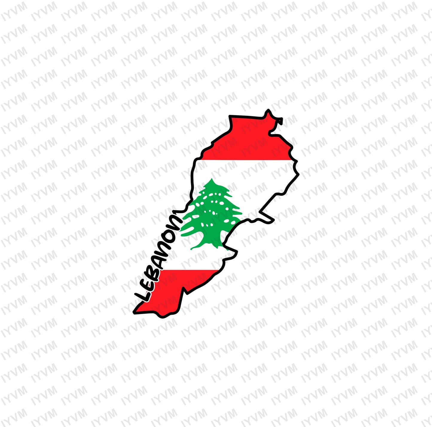 Lebanon Map Iron On Heat Transfer Vinyl HTV / Republic of Lebanon / Lebanese Republic / Beirut / Lebanese