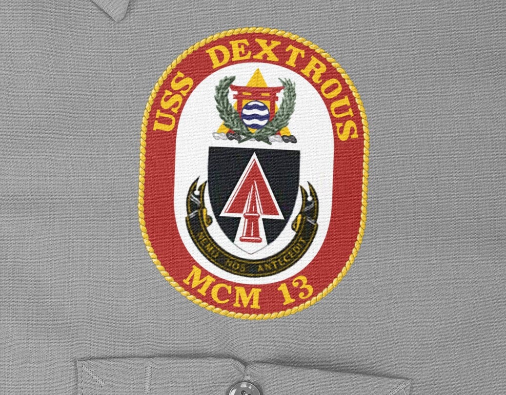 USS Dextrous MCM-13 Badge Iron On Heat Transfer Vinyl HTV Avenger Class Mine countermeasures ship